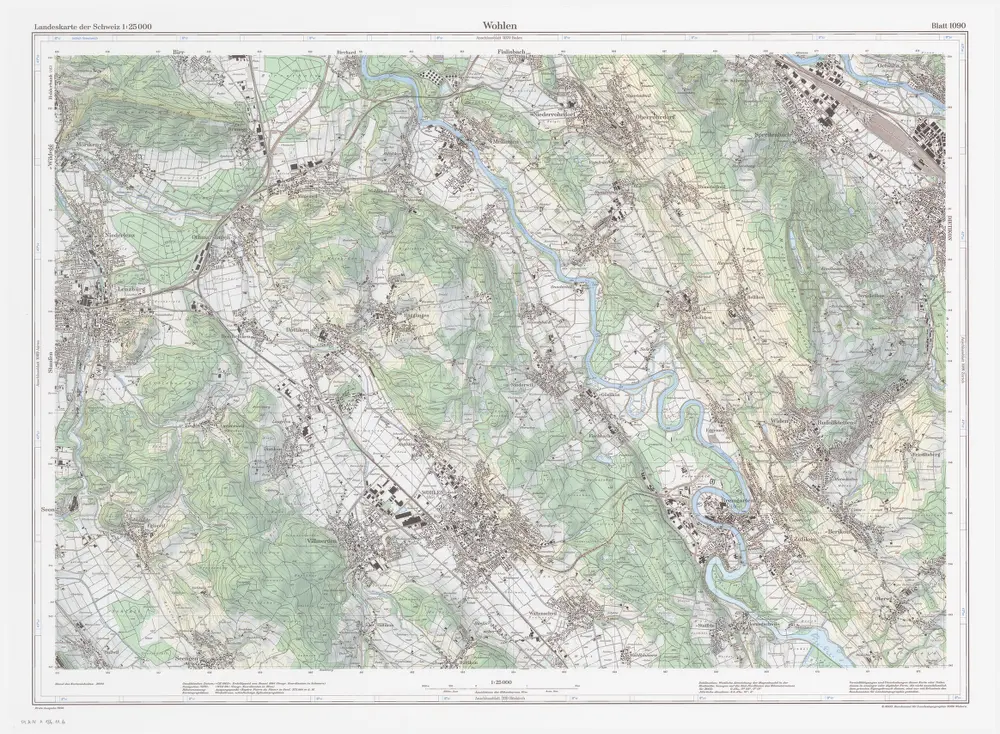 Landeskarte der Schweiz 1 : 25000: Den Kanton Zürich betreffende Blätter: Blatt 1090: Wohlen AG