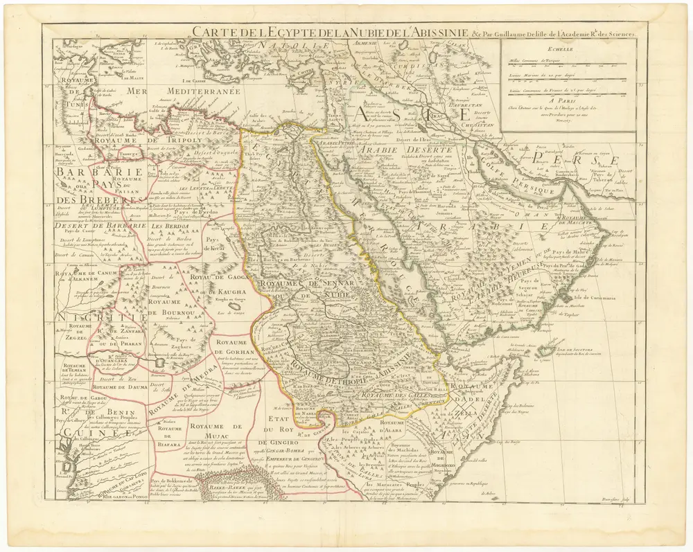 Carte de l'Egypte de la Nubie de l'Abissinie