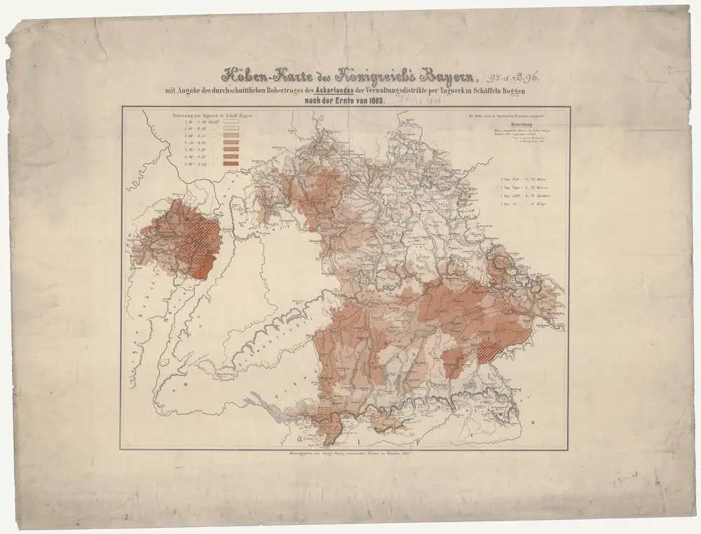 Höhen-Karte des Königreich's Bayern