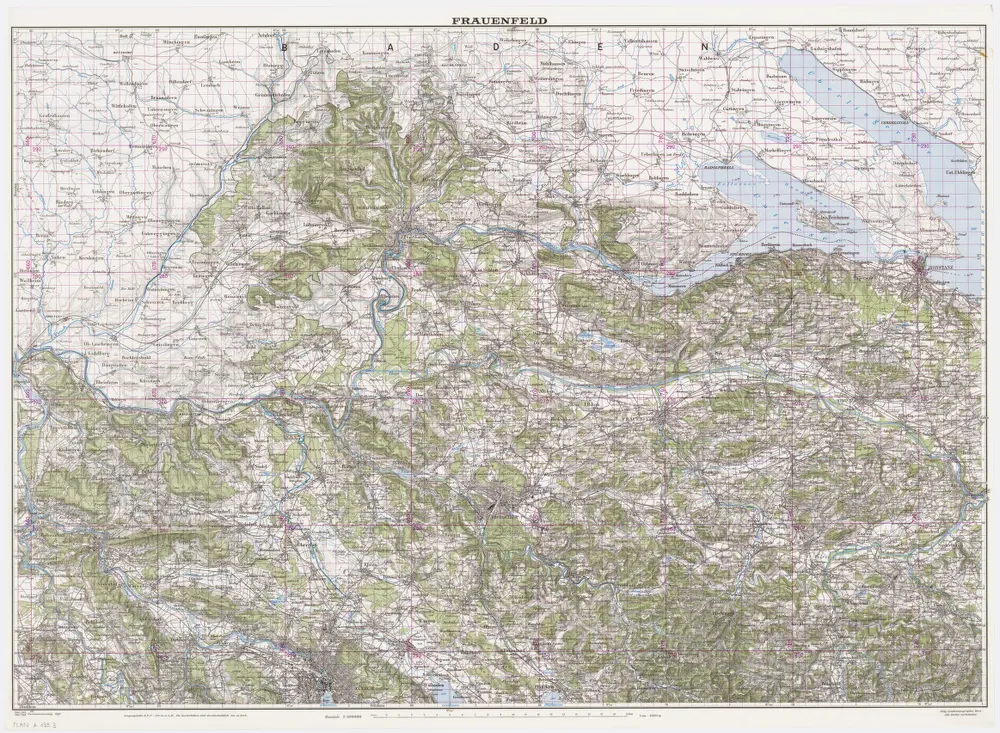 Topographische Karte der Schweiz (Dufour-Karte), Kartenzusammensetzungen: Den Kanton Zürich betreffende Blätter: Frauenfeld