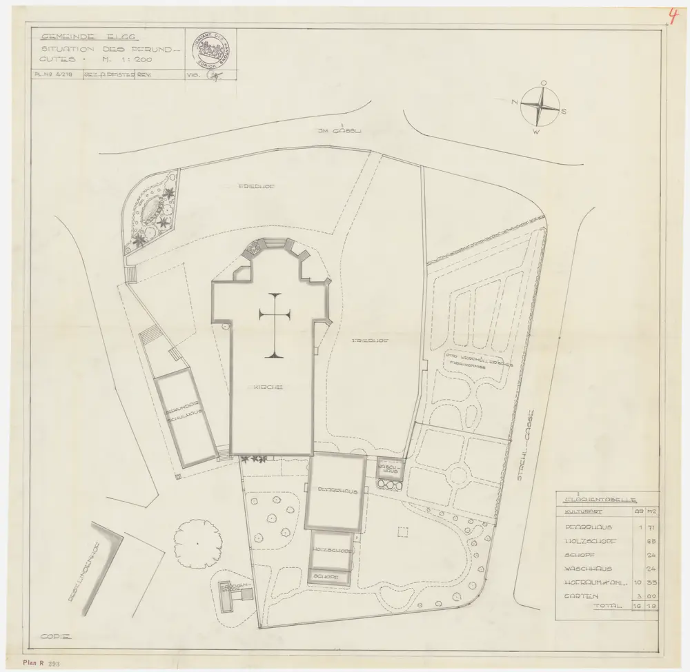 Elgg: Pfrundgut mit Kirche und Pfarrhaus; Grundriss (Nr. 4)