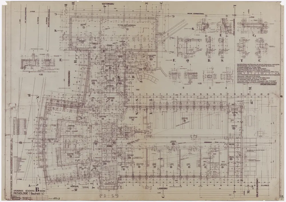 Zürich: Kantonsspital, Pathologietrakt V; Grundrisse: Geschoss B