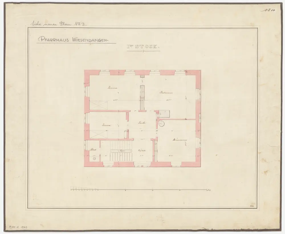 Wiesendangen: Neues Pfarrhaus, 1. Stock; Grundriss (Nr. 14)