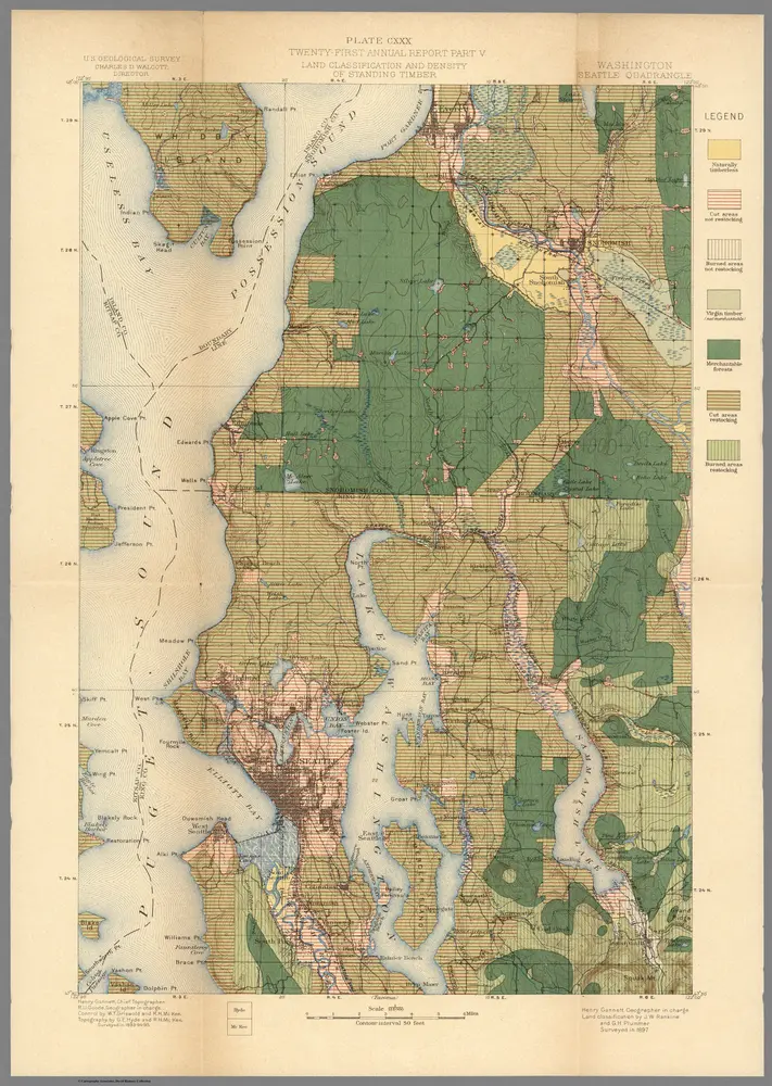 Plate CXXX.  Seattle Quadrangle, Washington, Land Classification and Density of Standing Timber.