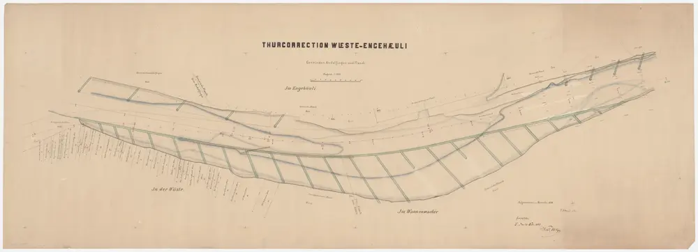 Andelfingen (damals Grossandelfingen), Kleinandelfingen, Flaach: Von Wüesti bis Engi, Thurkorrektion; Situationsplan (Thur-Gebiet Nr. 59 c)