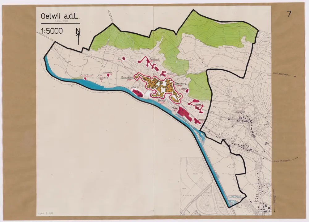 Oetwil an der Limmat: Definition der Siedlungen für die eidgenössische Volkszählung am 01.12.1960; Siedlungskarte Nr. 7