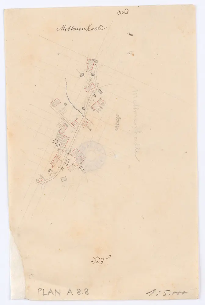 Vorlagen für die Topographische Karte des Kantons Zürich (Wild-Karte): Bezirk Dielsdorf: Ortsplan: Mettmenhasli