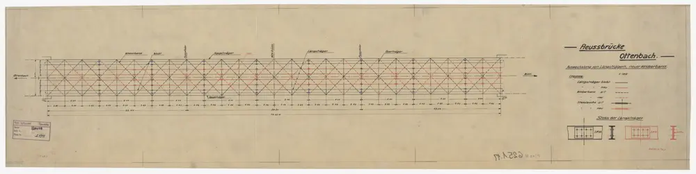 Ottenbach, Merenschwand AG: Brücke über die Reuss: Auswechslung von Längsträgern, neuer Windverband; Grundriss