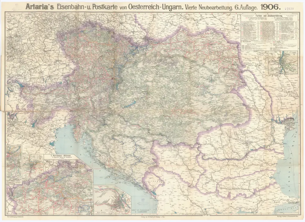 Artaria's Eisenbahn- u. Postkarte von Oesterreich-Ungarn