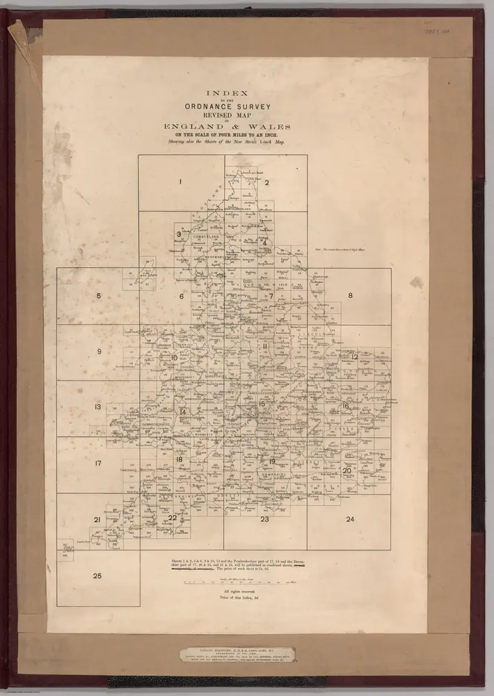 Index Map:  Index to the Ordnance Survey Revised Map of England and Wales.