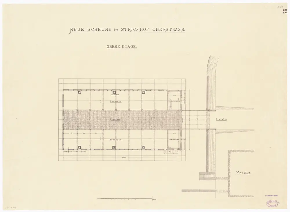 Strickhof, Oberstrass, neue Scheune: Obergeschoss; Grundriss