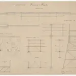 Flaach: Eiserner Fachwerksteg über die Thur; Ansichten, Grundrisse und Schnitte