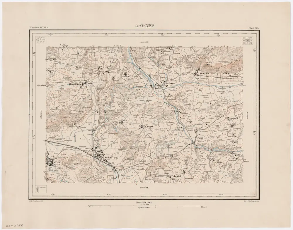 Topographischer Atlas der Schweiz (Siegfried-Karte): Den Kanton Zürich betreffende Blätter: Blatt 69: Aadorf