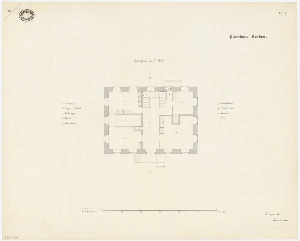 Rorbas: Pfarrhaus, 1. Stock; Grundriss (Nr. 4)