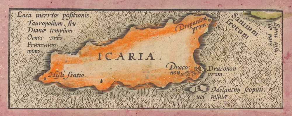 Insular. Aliquot Aegaei Maris Antiqua Descrip.[:] [Icaria.] [Karte], in: Theatrum orbis terrarum, S. 419.