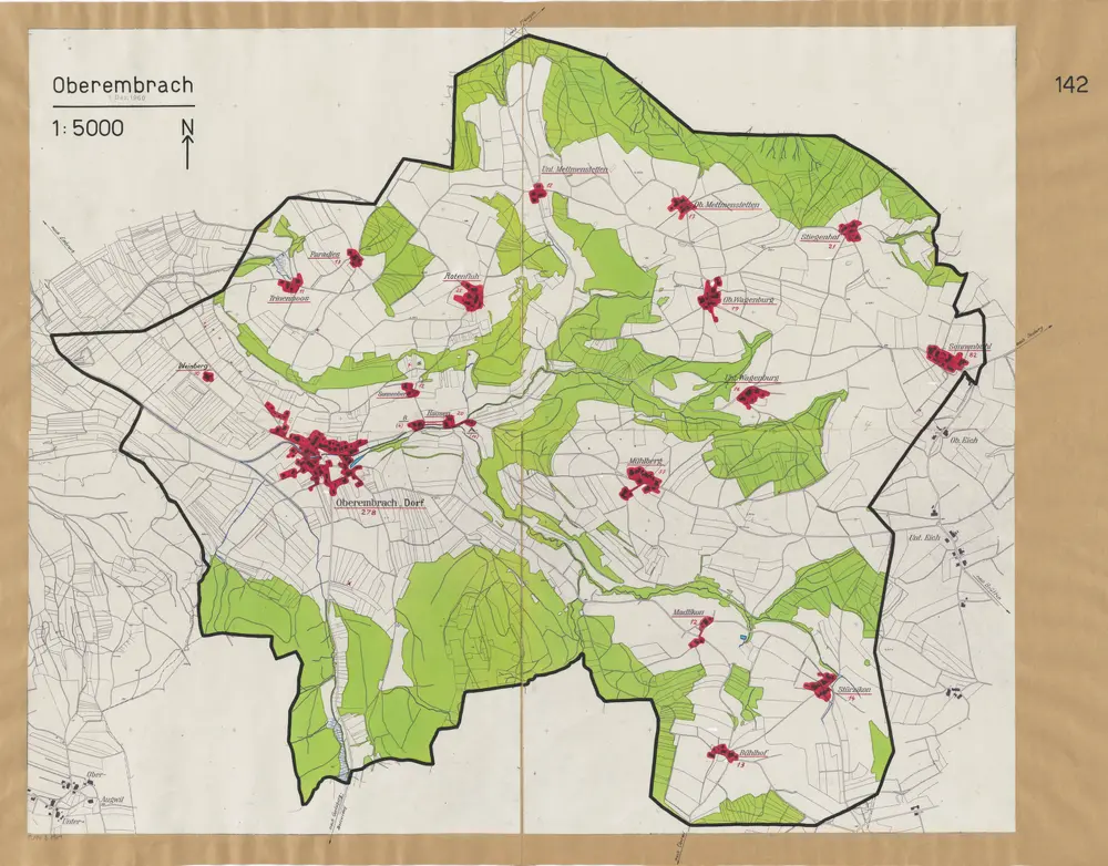 Oberembrach: Definition der Siedlungen für die eidgenössische Volkszählung am 01.12.1960; Siedlungskarte Nr. 142