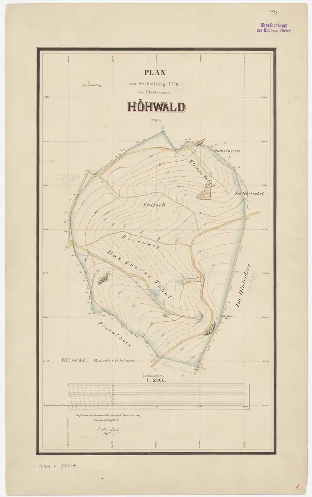 Winterthur, Seen, Oberwinterthur: Staatswaldungen: Oberwinterthur, Seen: Höhwald mit Leiloch, Tobel, Holzwingerten, Gündschet; Grundriss (Nr. 1: Reinplan)