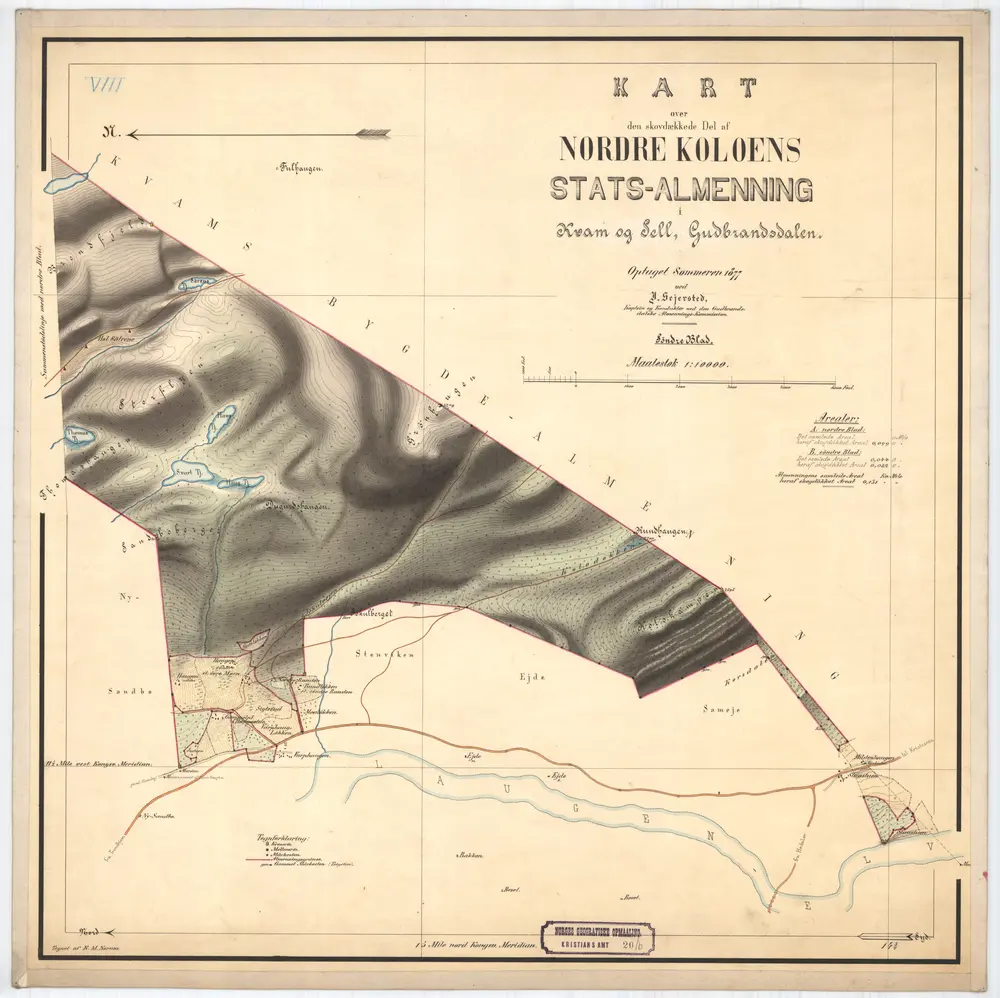Kristians-amt nr 20-6-1: Kart over den skovdækkede Del af Nordre Koloens Stats-Almenning i Kvam og Sell