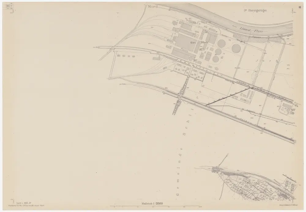 Adliswil bis Rümlang: Kanalkataster: Blatt 37: Zürich, beim Gaswerk in Altstetten; Situationsplan