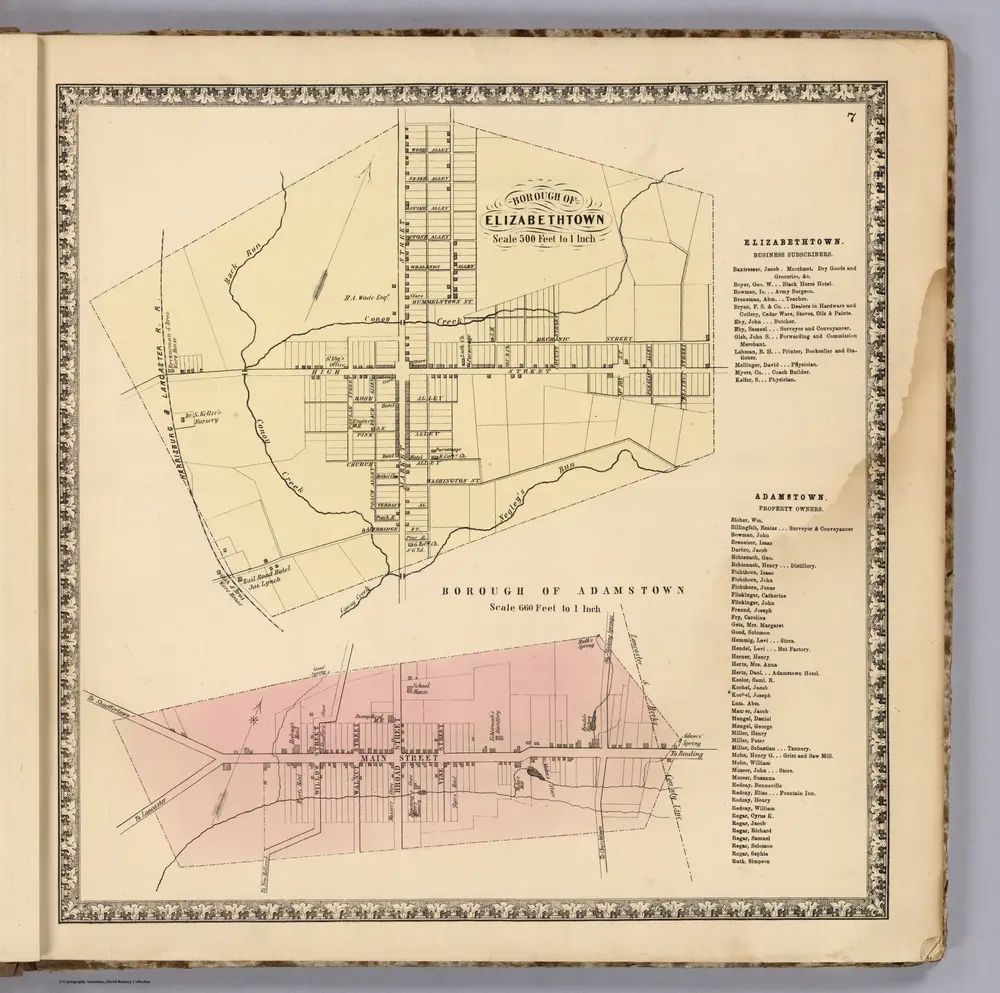 Borough of Elizabethtown and Borough of Adamstown, Lancaster County, Pennsylvania.