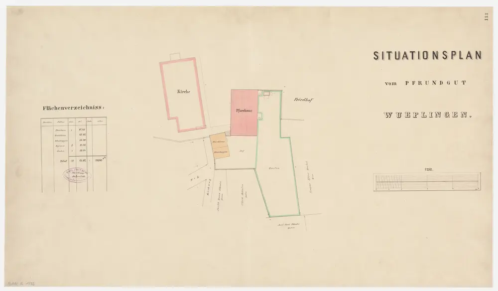 Wülflingen: Pfrundgut mit Kirche und Pfarrhaus; Grundriss