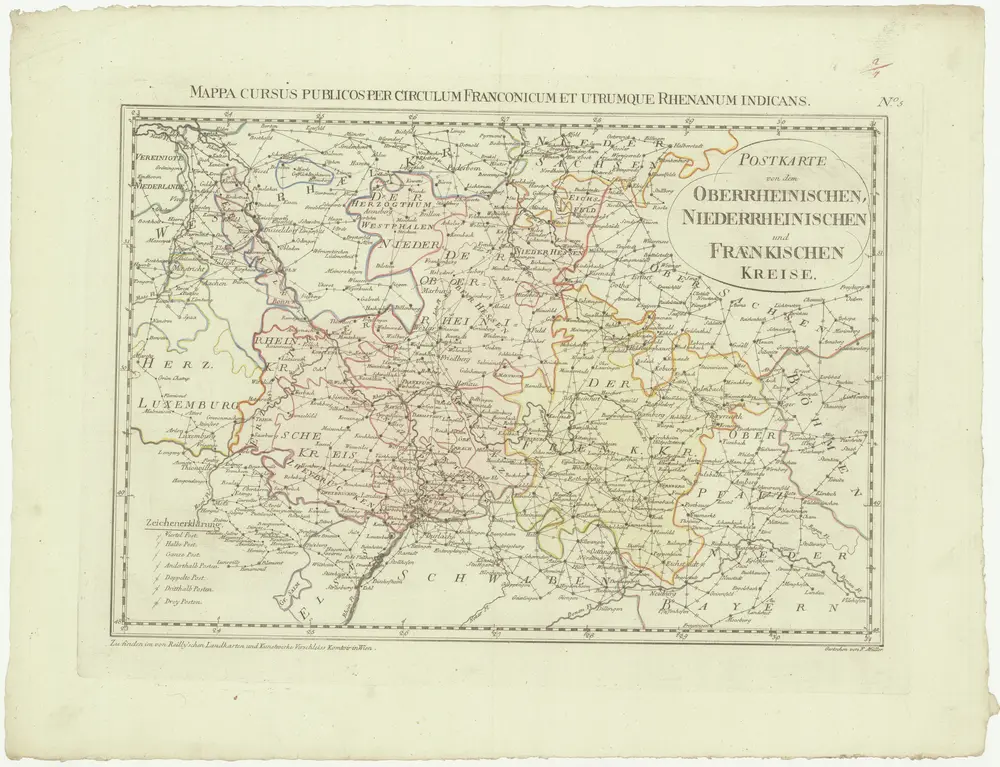 Postkarte von dem Oberrheinischen, Niederrheinischen und Fraenkischen Kreise