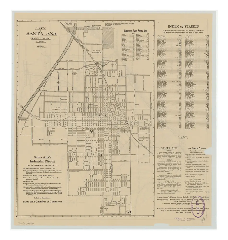 City of Santa Ana, Orange County, California ; Principal highways in Orange Co., California