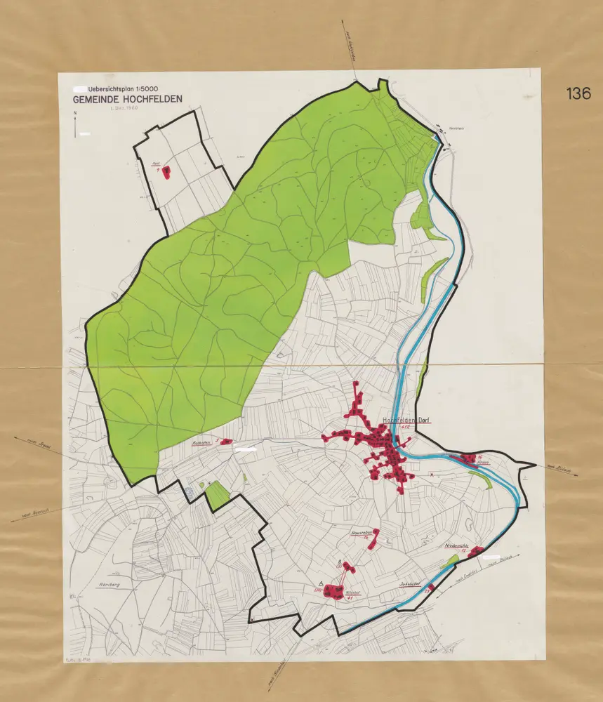 Hochfelden: Definition der Siedlungen für die eidgenössische Volkszählung am 01.12.1960; Siedlungskarte Nr. 136