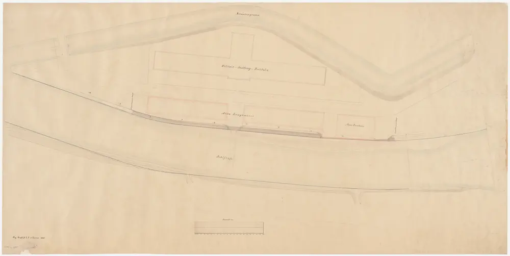 Aussersihl: Sihl bei den neuen Zeughäusern, mit Schanzengraben; Situationsplan (Sihl-Gebiet Nr. 10)