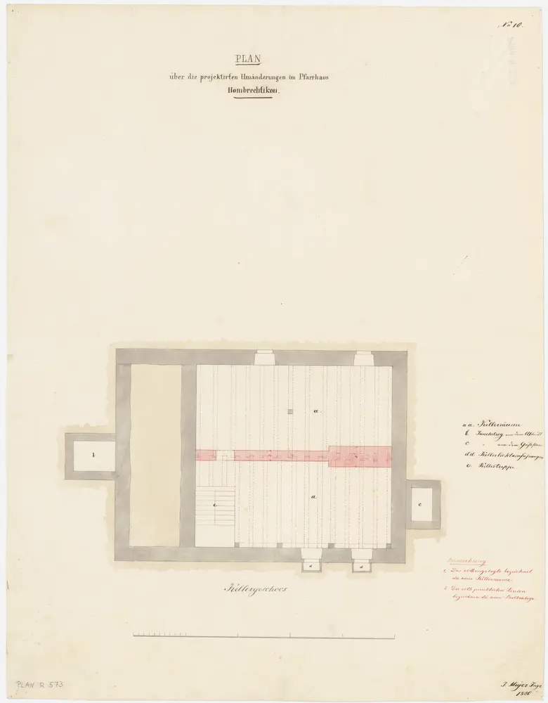 Hombrechtikon: Pfarrhaus, Keller, projektierte Umänderung; Grundriss (Nr. 10)