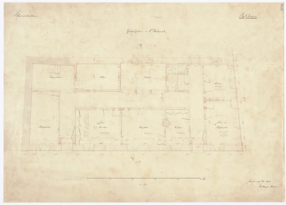 Salzhaus am Bellevue: Administration, 1. Stock; Grundriss