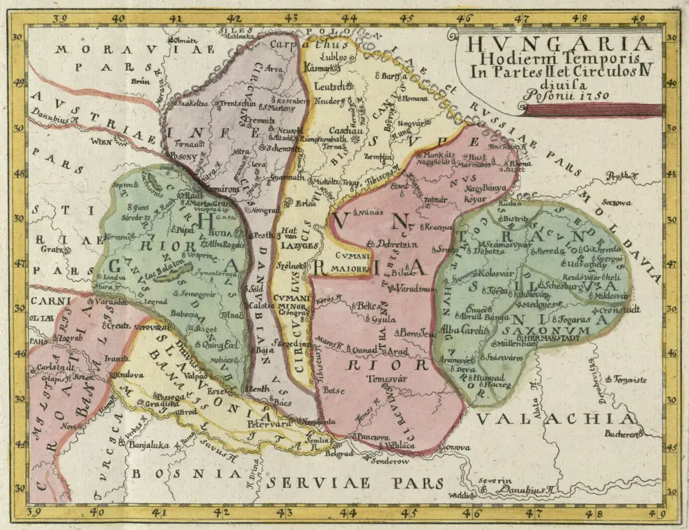 Hvngaria Hodierni Temporis In Partes II et Circulos IV divisa