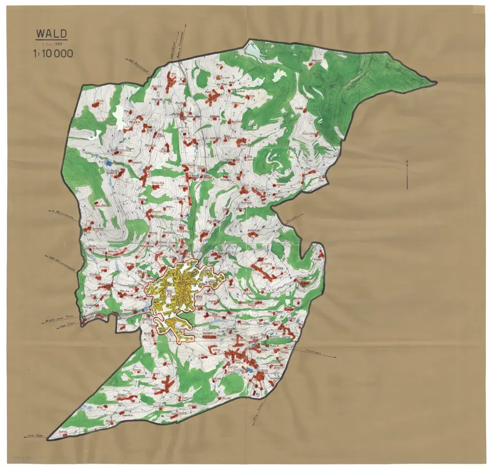 Wald: Definition der Siedlungen für die eidgenössische Volkszählung am 01.12.1950; Siedlungskarte