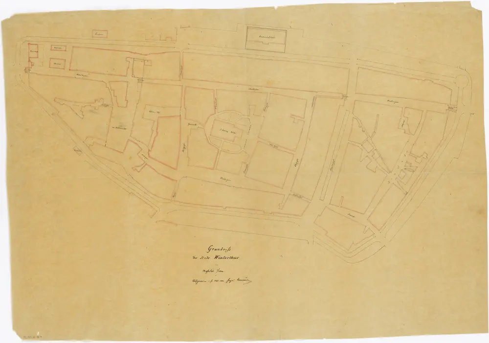 Vorlagen für die Topographische Karte des Kantons Zürich (Wild-Karte): Bezirk Winterthur: Grundriss der Stadt Winterthur