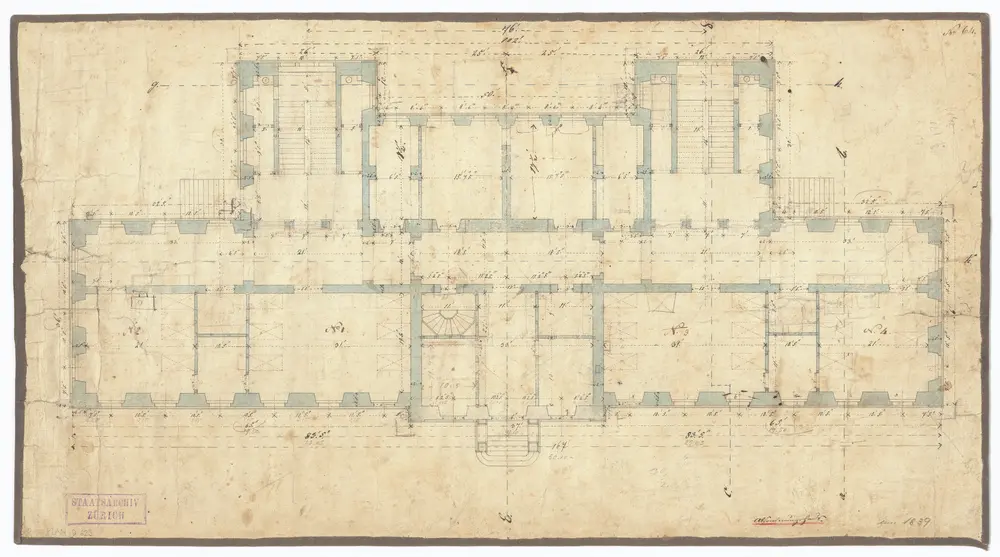 Kantonsspital Zürich, projektiertes Absonderungshaus, Oberstrass: Vermutlich Erdgeschoss; Grundriss