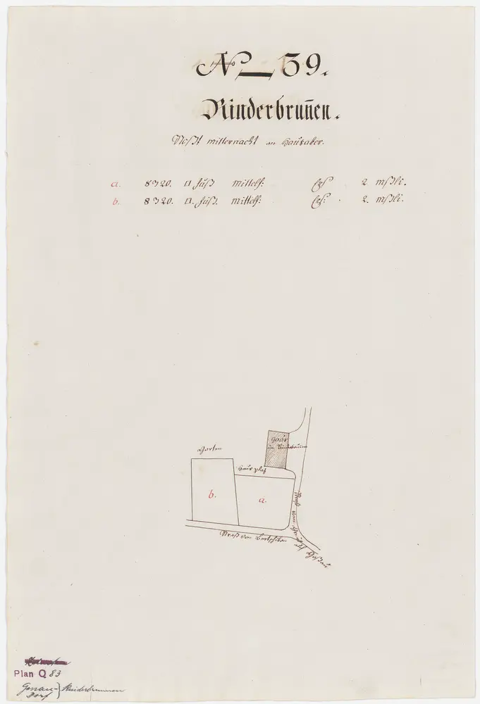 Nr. 39: Zehntengut Rinderbrunnen, bei Grüt und südlich von Hausacker gelegen; Grundriss