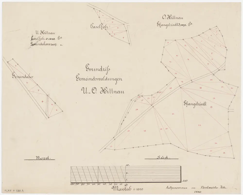 Hittnau: Gemeinde- und Kirchgemeindewaldungen: Gemeindewaldungen Unter- und Oberhittnau mit Haselholz, Gemeindeacker, Ghangetriet; Grundrisse