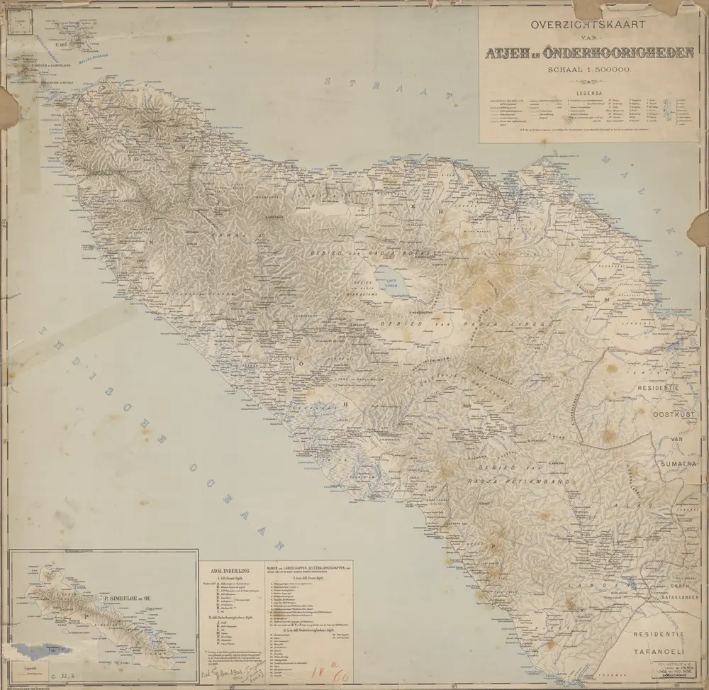 Overzichtskaart van Atjeh en Onderhoorigheden / [door het] Topographisch Bureau, Batavia