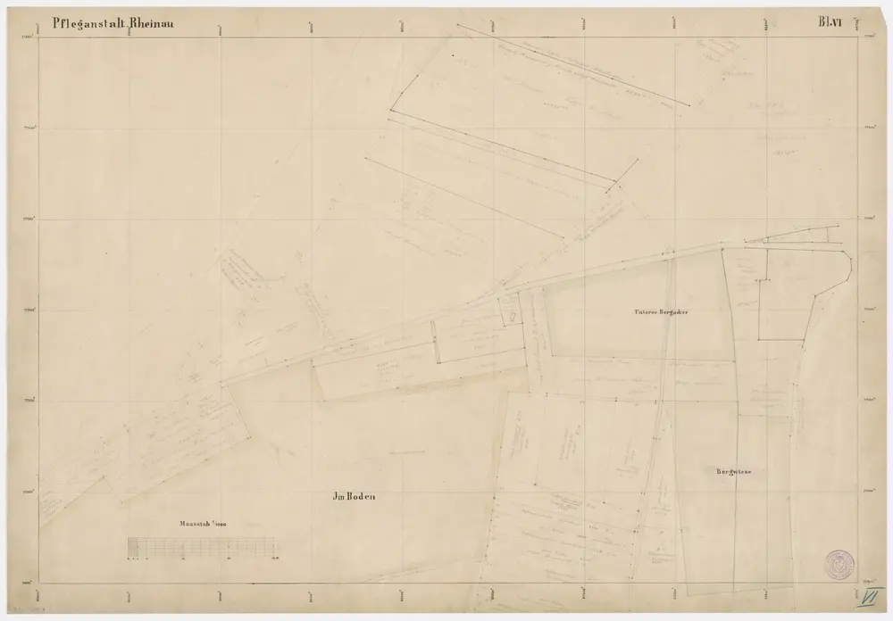 Pflegeanstalt Rheinau: Situationspläne: Blatt VI: Gebiet zwischen Im Boden und Bergwiese