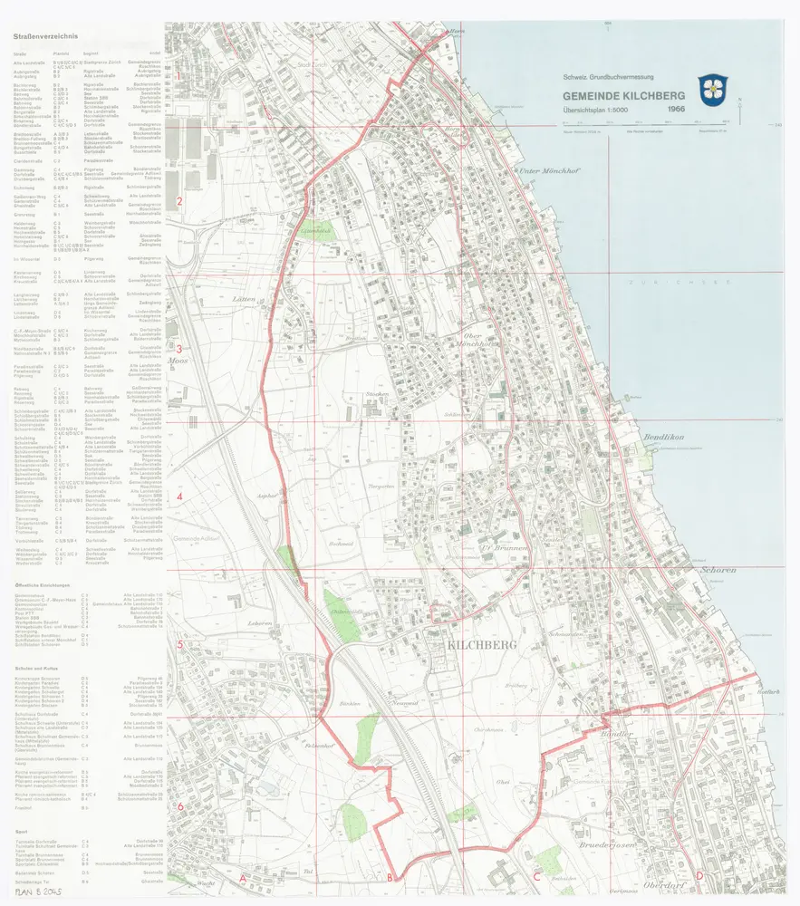 Kilchberg: Gemeinde; Übersichtsplan (Schweizerische Grundbuchvermessung)