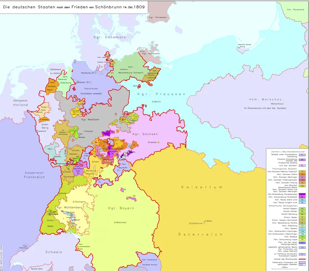 Die deutschen Staaten nach dem Frieden von Schönbrunn 14. Oktober 1809