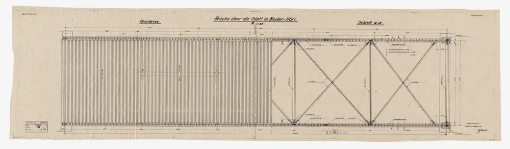 Dübendorf bis Glattfelden: Brücken über die Glatt: Grundriss und Schnitt