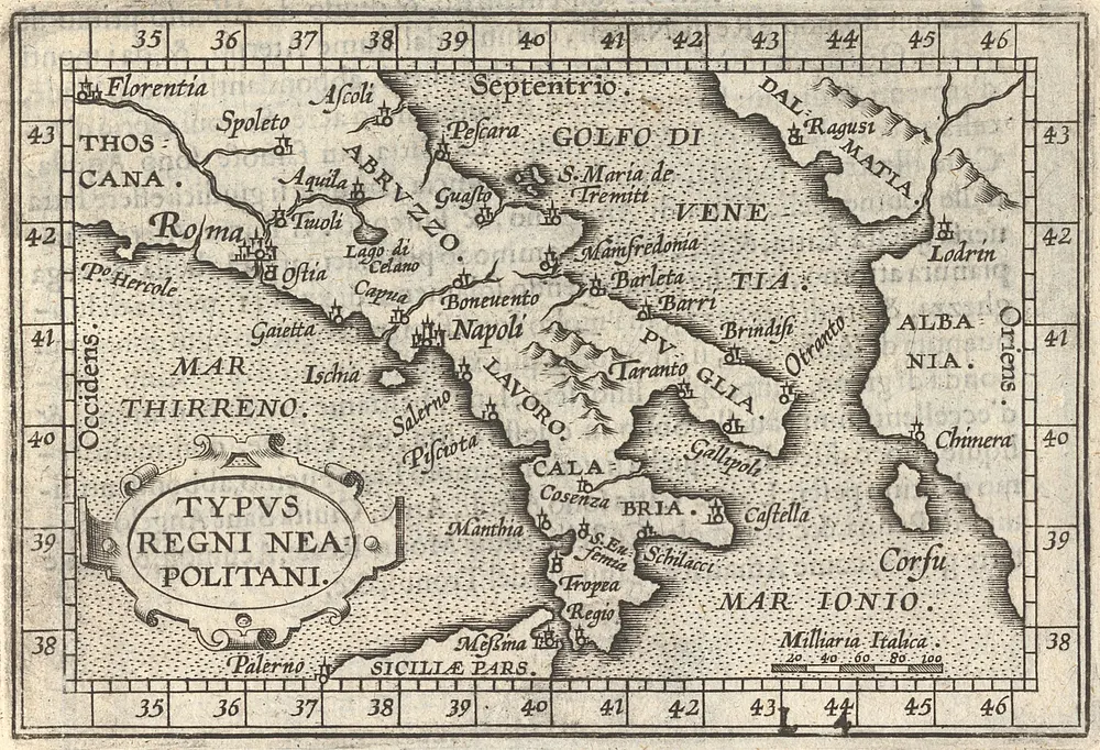 Typus Regni Neapolitani. [Karte], in: Compendio Dal Theatro Del Mondo, S. 166.