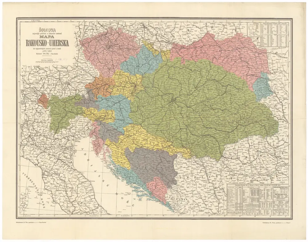 Šolcova nejnovější politická a železniční cestovní mapa Rakousko-Uherska