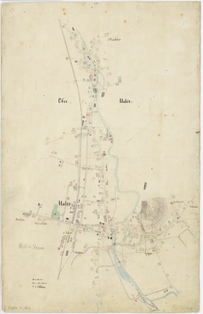 Vorlagen für die Topographische Karte des Kantons Zürich (Wild-Karte): Bezirk Uster: Ortsplan: Uster und Oberuster