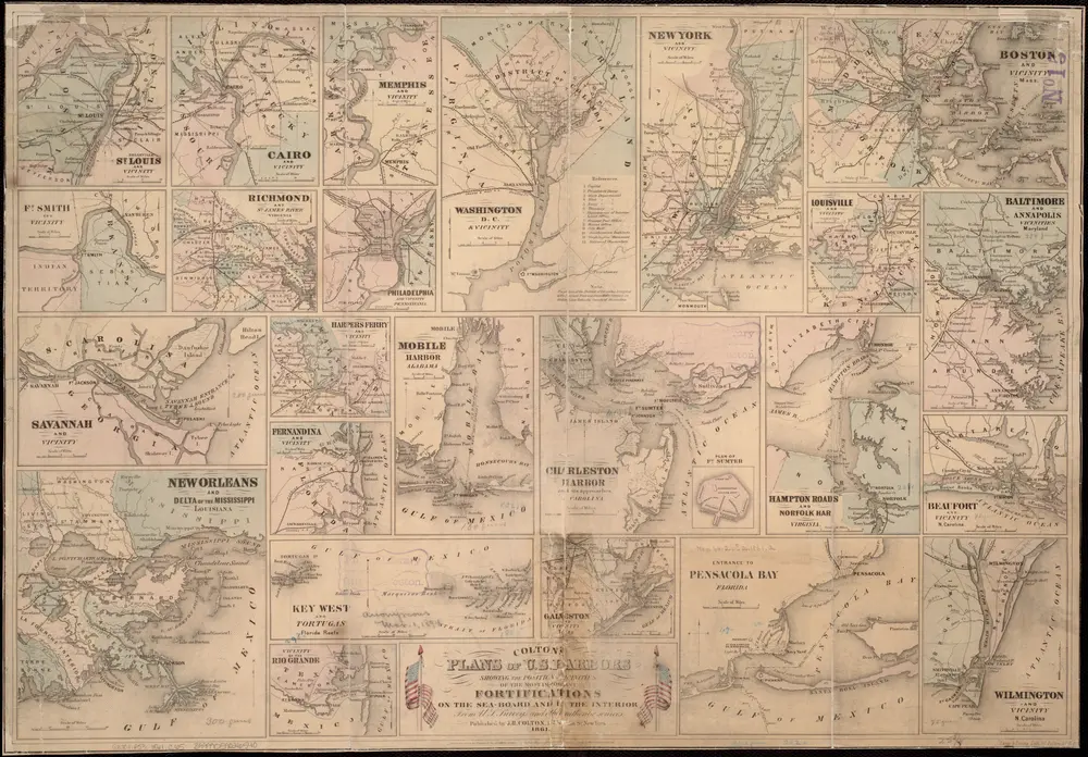 Colton's plans of U.S. harbors, showing the positions & vicinities of the most important fortifications on the sea-board and in the interior