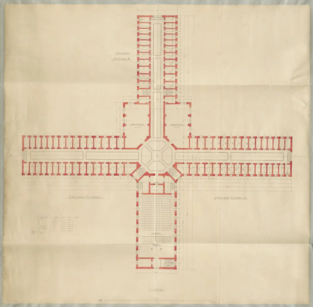 Regensdorf: Projektierte Strafanstalt, 1. Stock; Grundriss