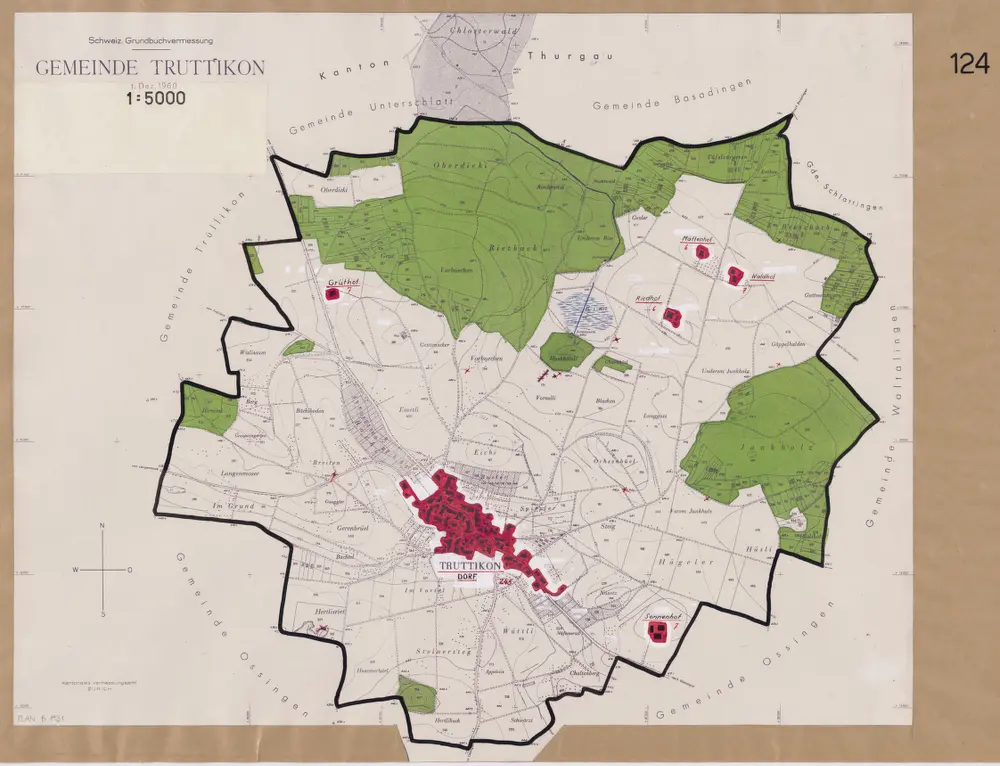 Truttikon: Definition der Siedlungen für die eidgenössische Volkszählung am 01.12.1960; Siedlungskarte Nr. 124