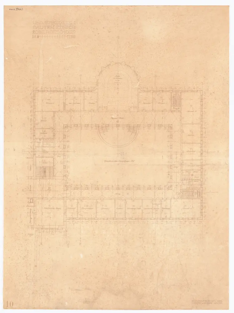 Universität Zürich, Hauptgebäude: Grundrisse: Untergeschoss; Grundriss