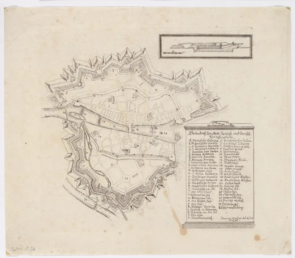 Grundriss der Stadt Zürich und deren Fortifikation